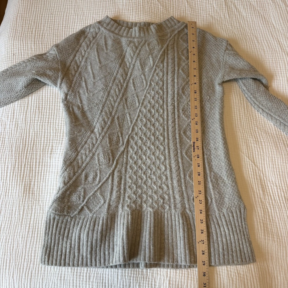 J. Crew Heather Grey Wool Blend Cableknit Tunic Sweater (M) Boatneck Cozy Cabin - Picture 7 of 7